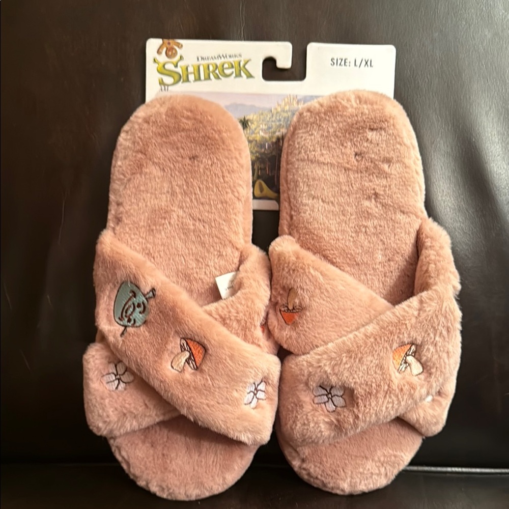 Shrek Pink Fuzzy Slippers